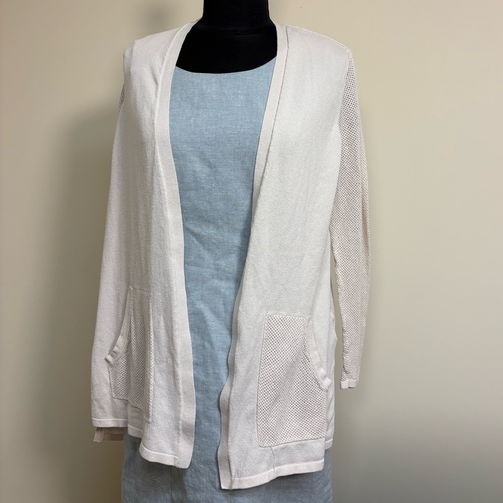 Jones New York Cream Open Front Cardigan